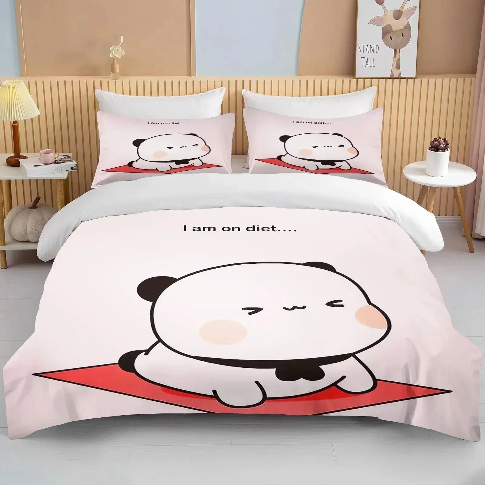 

New Bubu Dudu Cartoon Cute Bear Kawaii Christmas Gift King Twin Double Child Bedding Set Microfiber or Polyester Duvet Cover Set