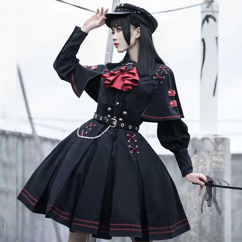 Saia Lolita estilo militar dos amantes, saia original e top, uniforme completo JK, primavera