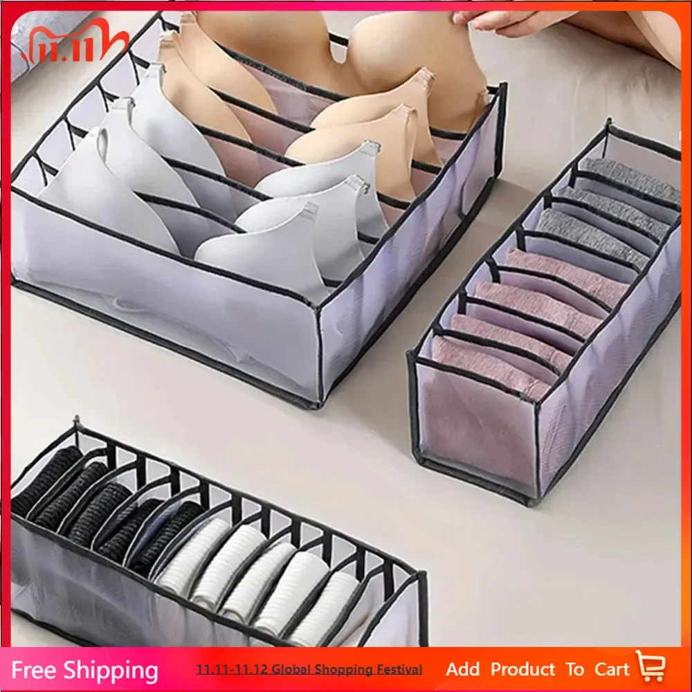 1PC- Closet Organizer for Socks Home Separated Underwear Storage Box 7/9/11 Grids Jeans Bra Organizer Foldable Drawer Organizer