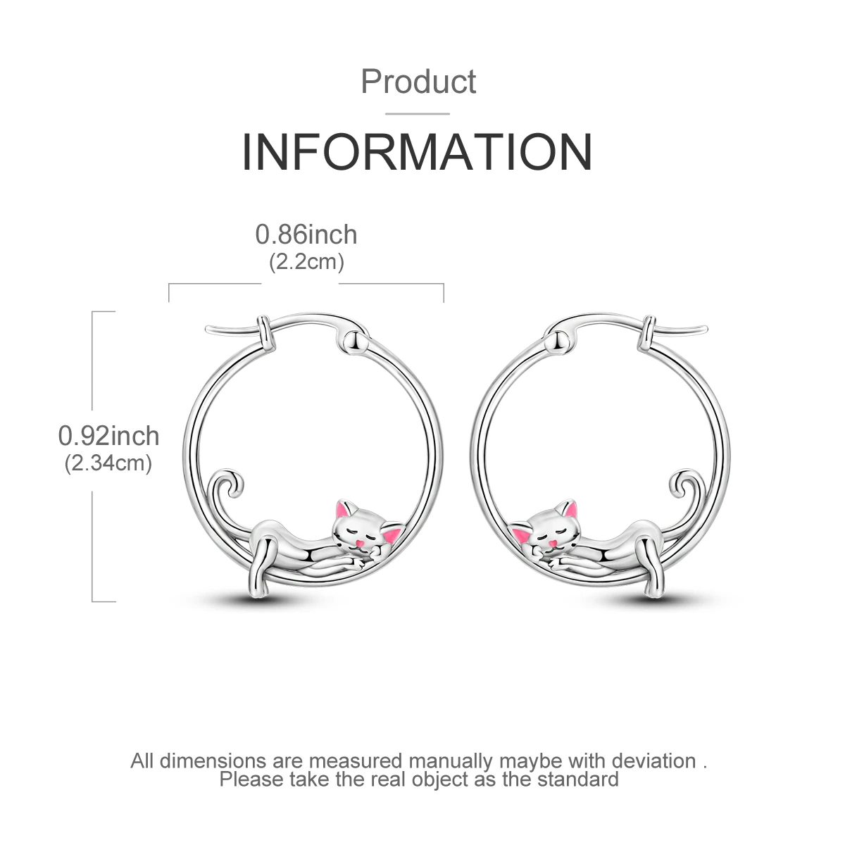 Women's Cute Cat Dangle Hoop Earrings
