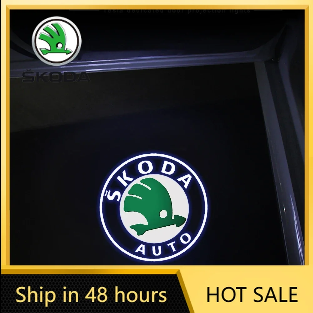

For Skoda Car Door Welcome Light Laser Projector Logo 3D HD LED Welcome Light Car Decoration Accessories For Skoda Superb 2009 2
