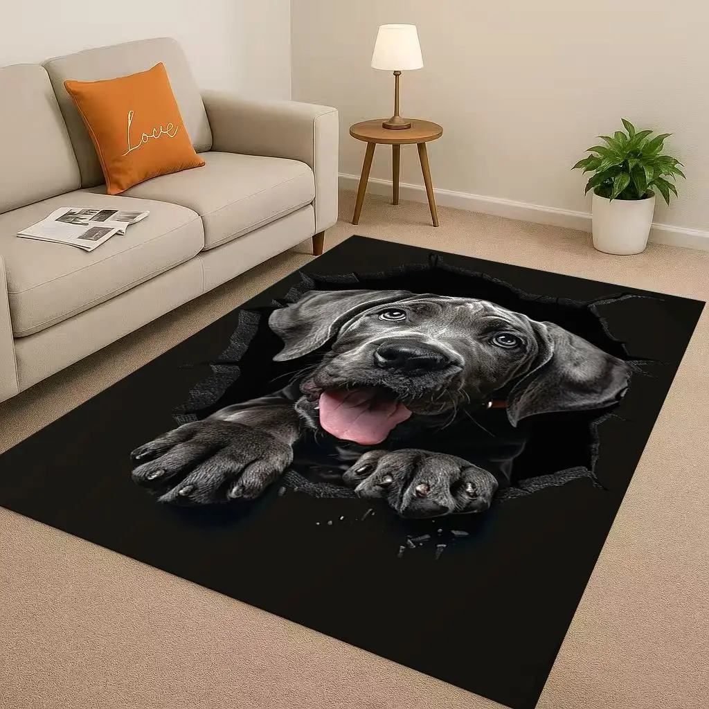 27 Style Breaking Wall 3D Illusion Dog Puppy Living Room Non-Slip Area Rug Carpet for Bedroom Playroom Sofa,Home Decor Doormat