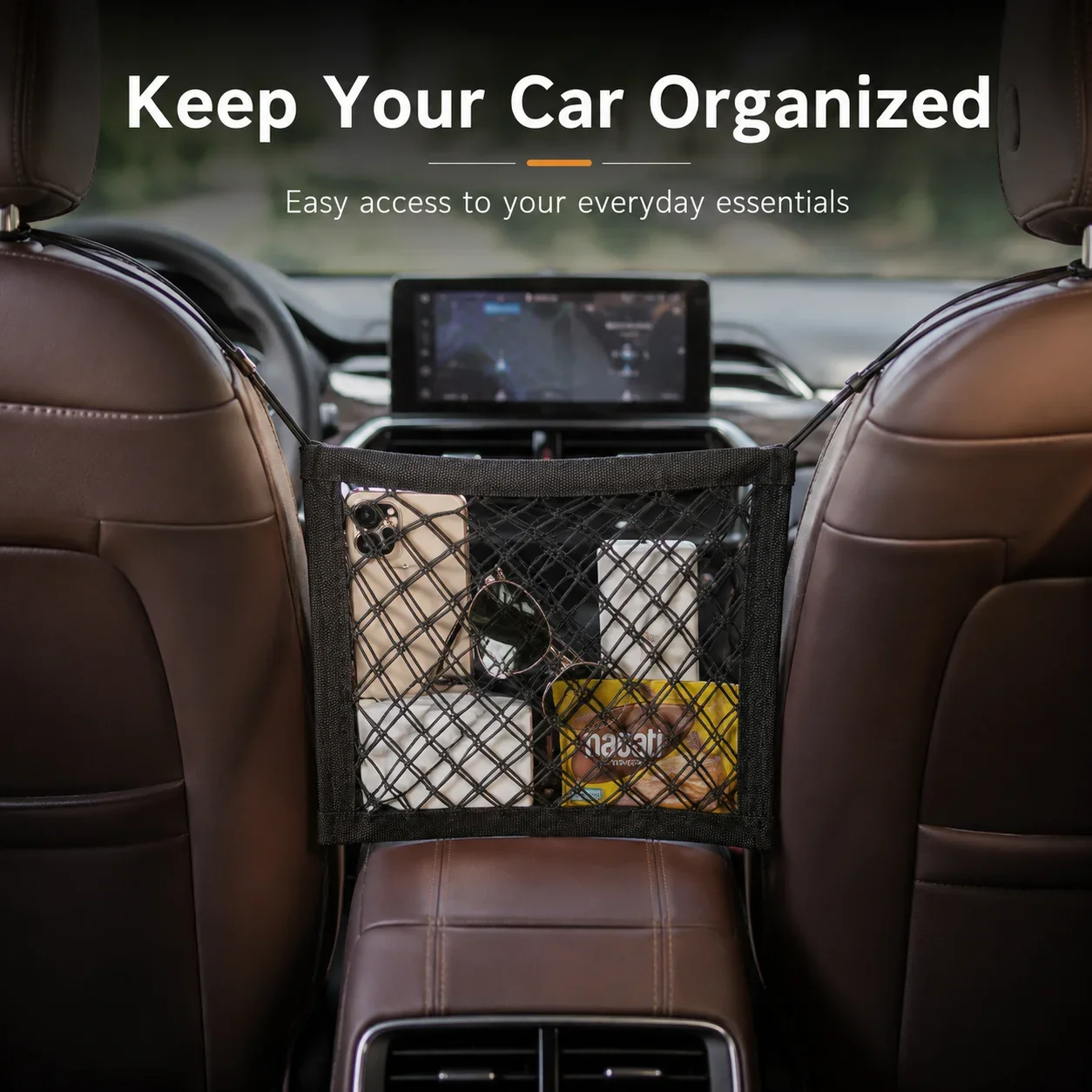 Car Storage Net Organizer, Seat Gap Elastic Mesh Pouch, Vehicle Multi-Function Storage Bag