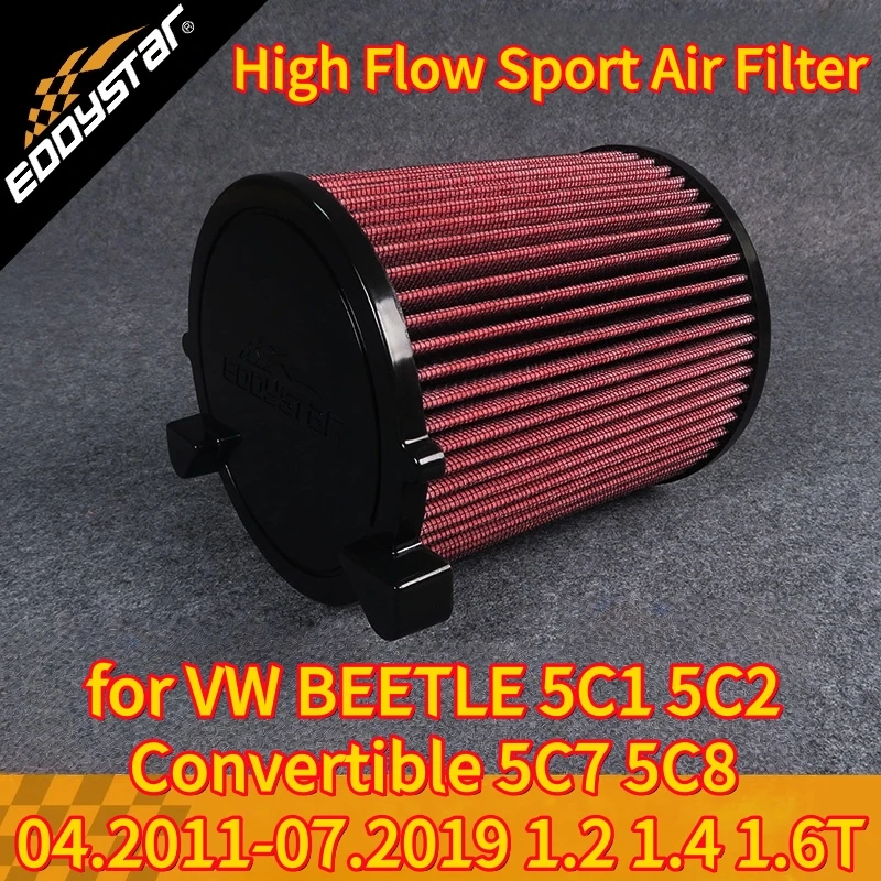 

High Flow Sport Air Filter for VW BEETLE 5C1 5C2 Convertible 5C7 5C8 04.2011-07.2019 1.2 1.4 1.6T Washable Racing Intake Filters