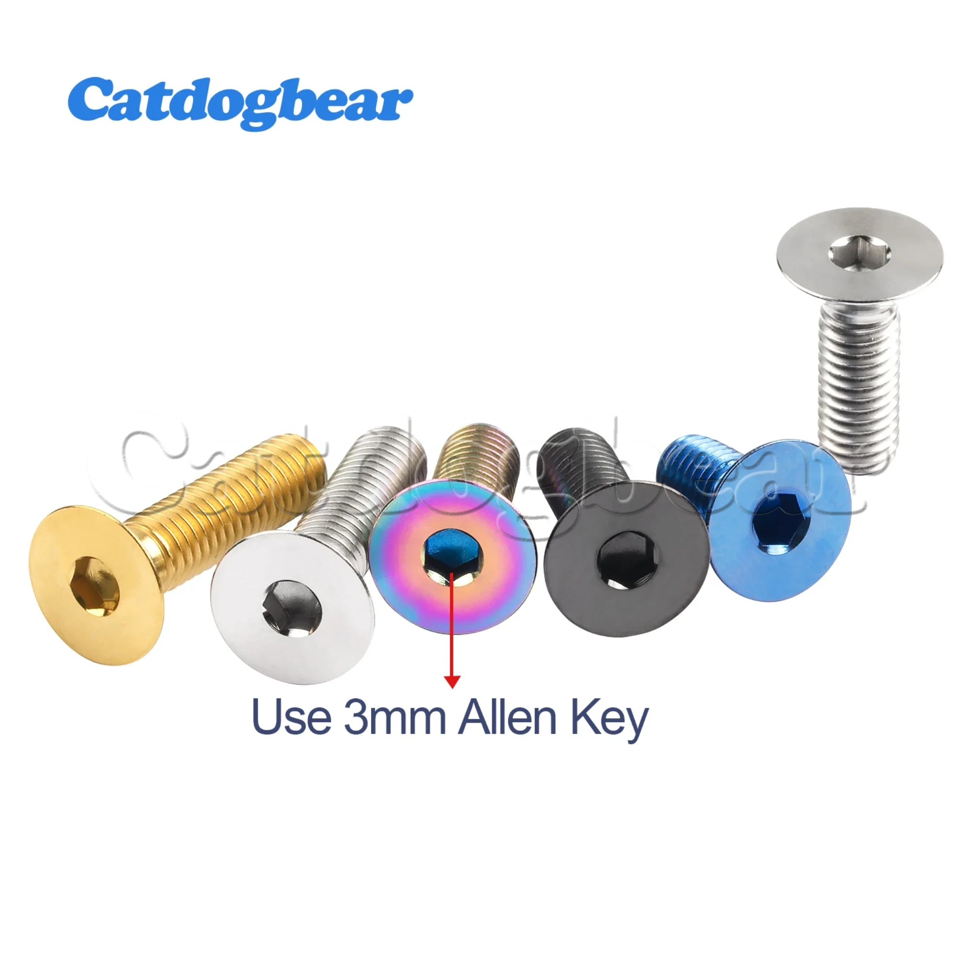 Catdogbear Titanium Alloy M5 Countersunk Head Bolt Socket Head Cap Screw For Bicycle 6mm 8mm 10mm 12mm 15mm 20mm