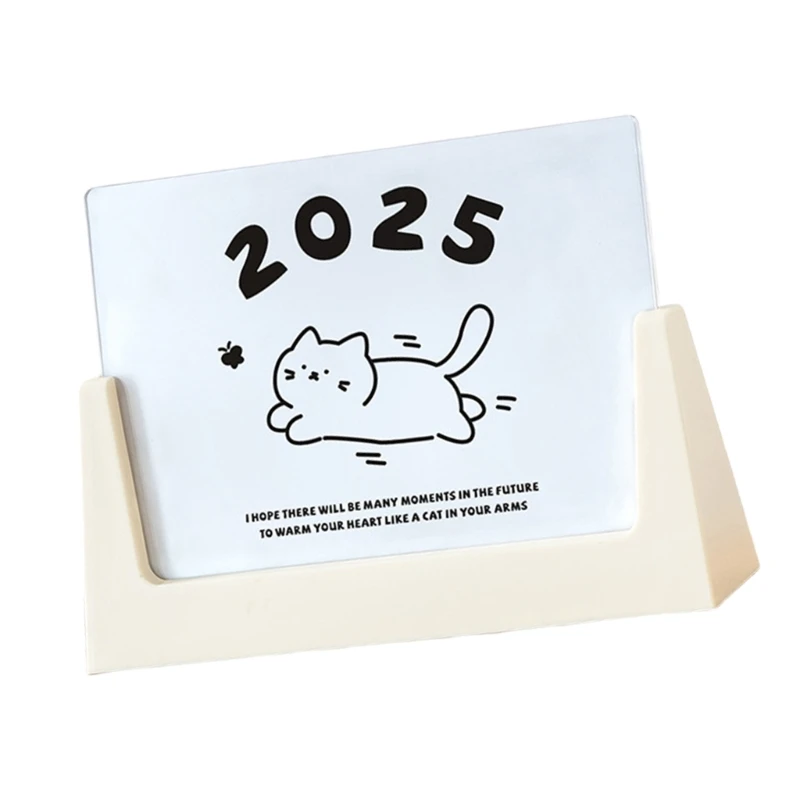 مخطط تقويم شهري للمكتب لعام 2025 مع 12 ورقة من البطاقات وحامل للمكتب