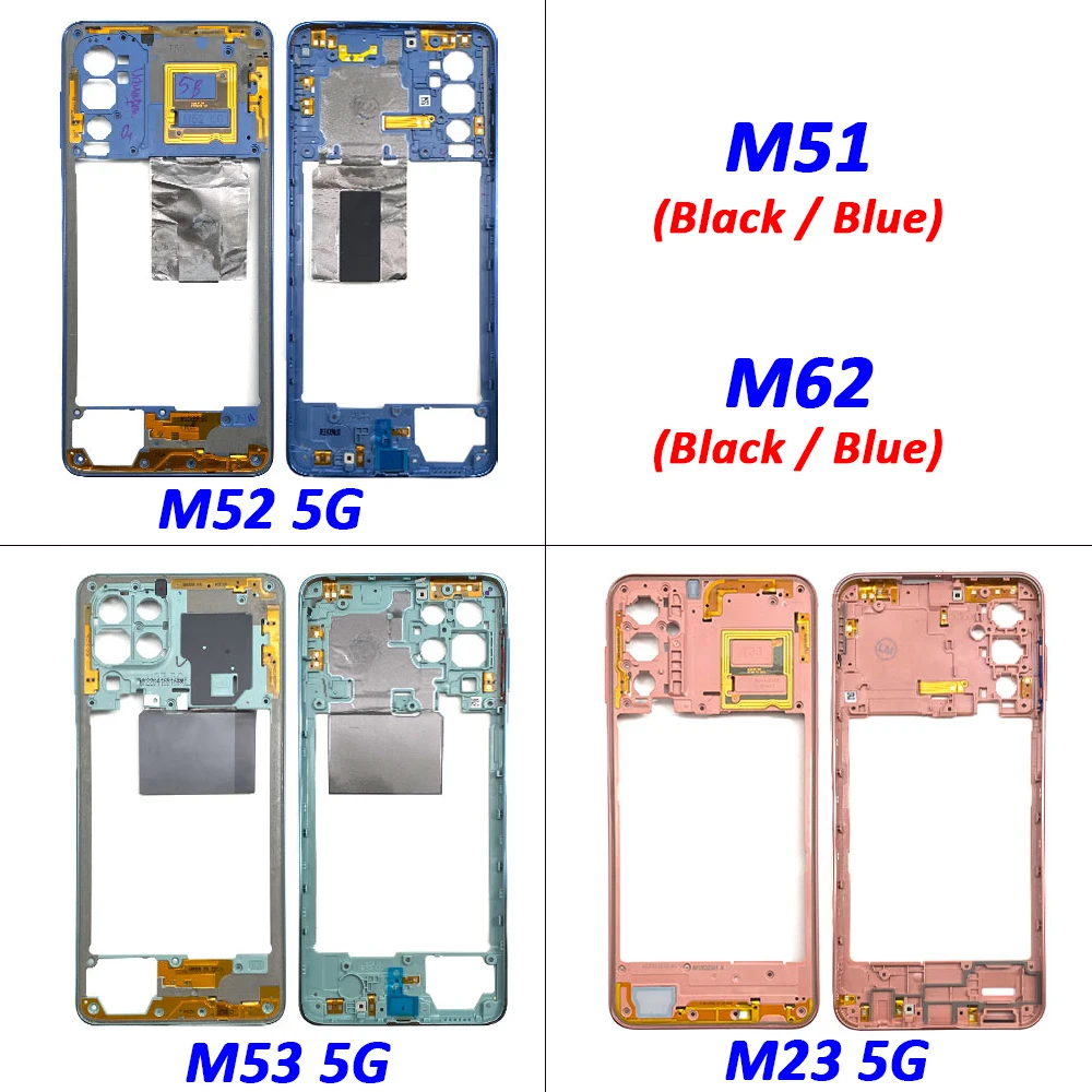 NEW For Samsung M51 M62 F62 M23 M52 M53 5G M236B M536 Middle Frame Rear Bezel Plate Chassis Holder Housing Replacement Parts