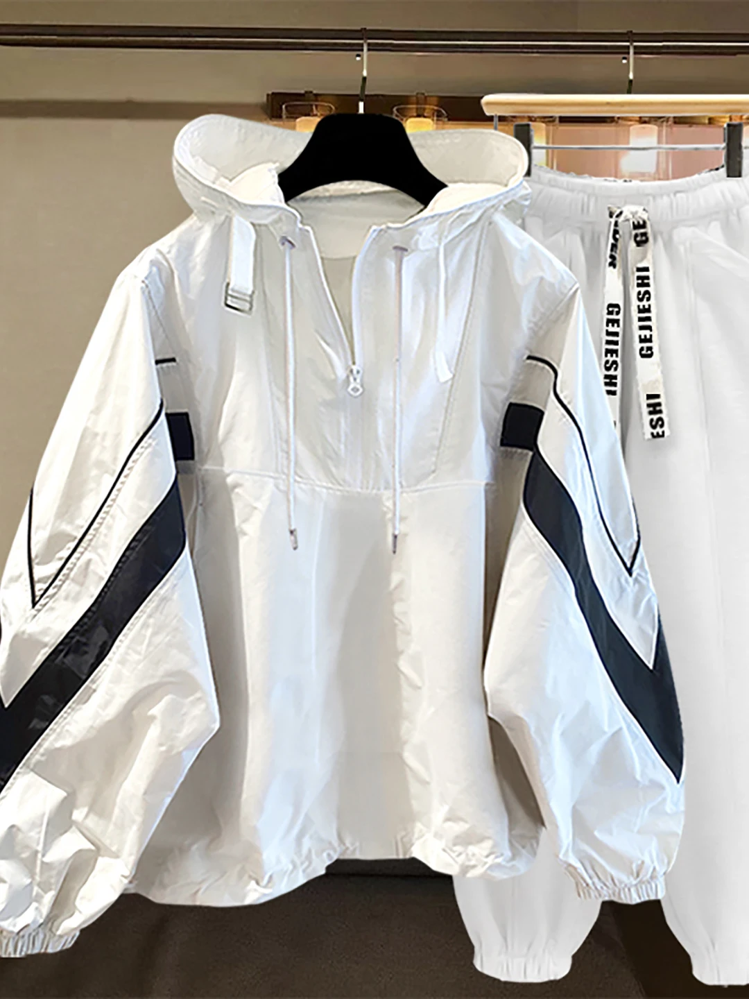 

Корейский повседневный уличный костюм свободного кроя с капюшоном и защитой от солнца для мужчин и женщин, ветрозащитный, на молнии, для ежедневной носки
