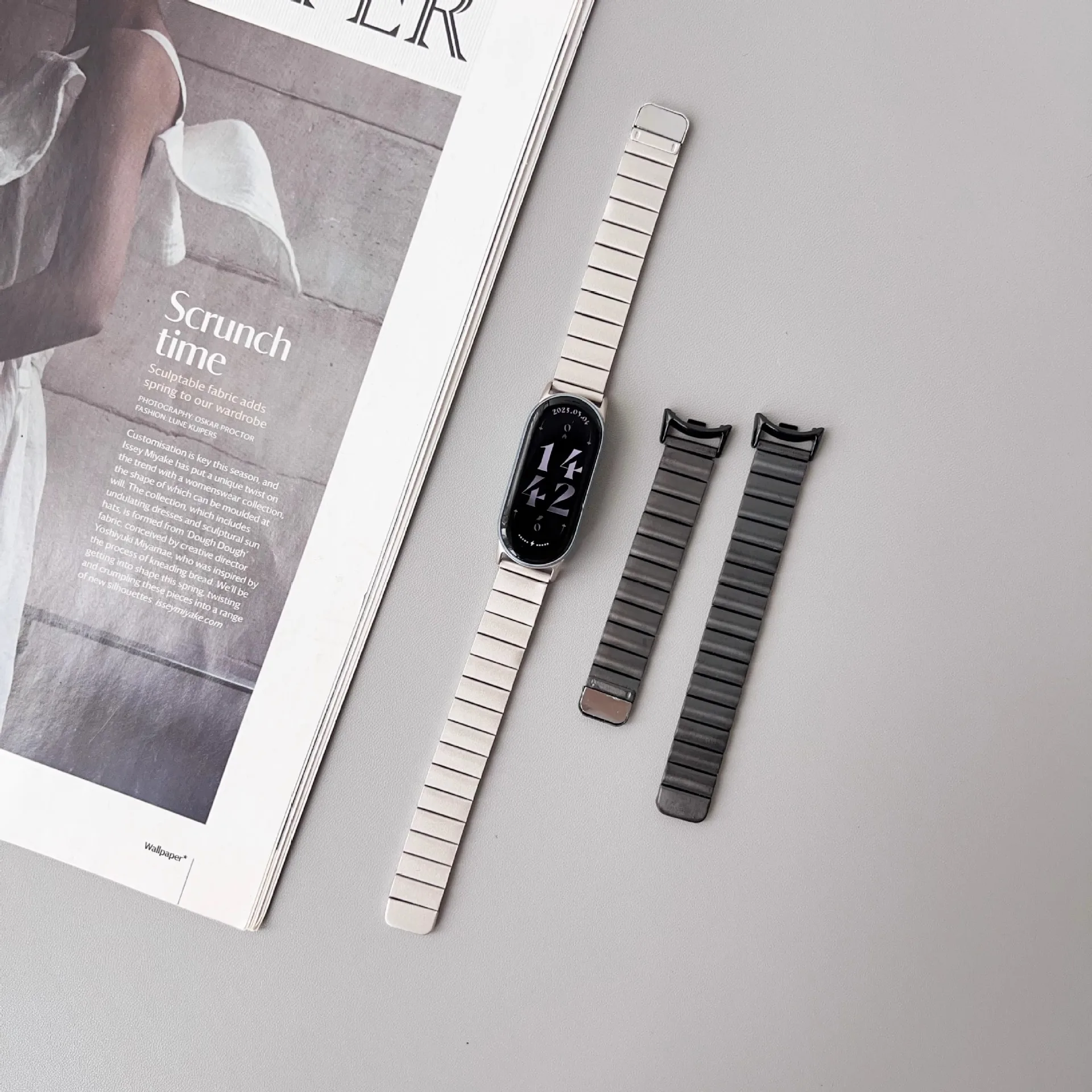 Applicable To Xiaomi 10 Wristband Bamboo Joint Strip Breathable Magnetic Suction Model Xiaomi 9 Wristba Stainless Steel Strap