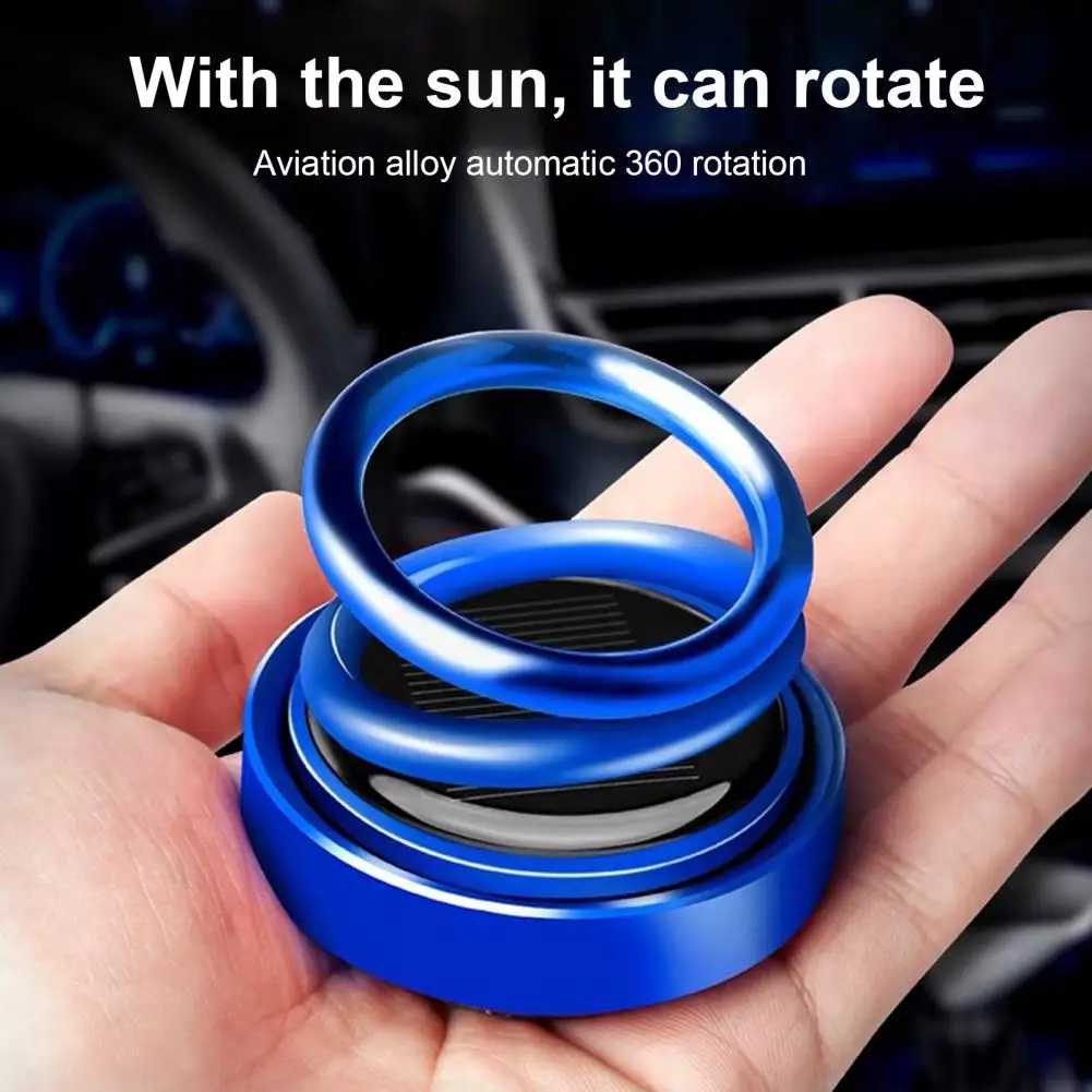 Car Air Freshener Solar Aromatherapy Kinetic Mini Heater Double Rings Rotating Fragrance Auto Perfume Diffuser Car Accessories