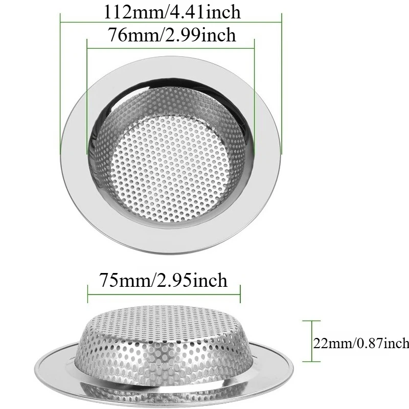 1/3/5 PCS Stainless Steel Sink Strainer Universal Fit Drain Basket Rust-Proof Food Catcher for Fast Drainage Easy Clean