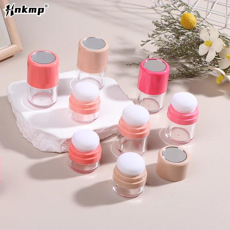 Mini Empty Refillable Loose Powder Box With Powder Puff Diy Cosmetic Powder Case Blusher Finishing Powder Jar Container