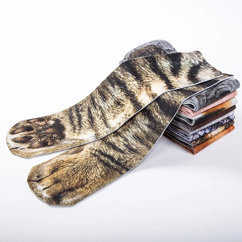 Chaussettes drôles de patte d'animal chaussettes drôles de jambe de tigre de chat chaussettes de sport de plein air de fête pour hommes et femmes chaussettes d'animaux cosplay