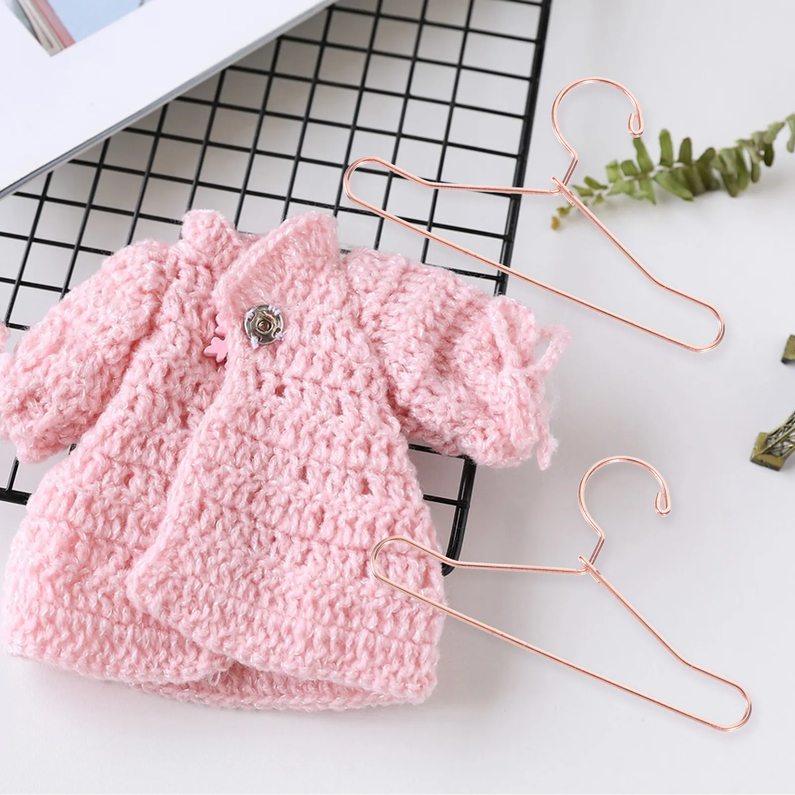 

10 Pcs Coat Hanger Metal Miniature Hangers Delicate Small Clothes Dollhouse Accessories Clothing
