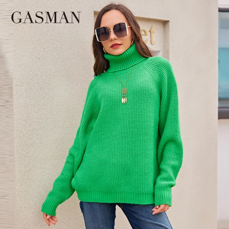 

GASMAN 2022 New early spring Women's turtleneck Casual fashion Women sweater Solid thick wool warm brand Top female AW-2021019