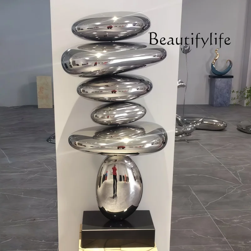 Stainless steel metal indoor pebble decoration Living room corridor hotel shop indoor sculpture artwork decoration