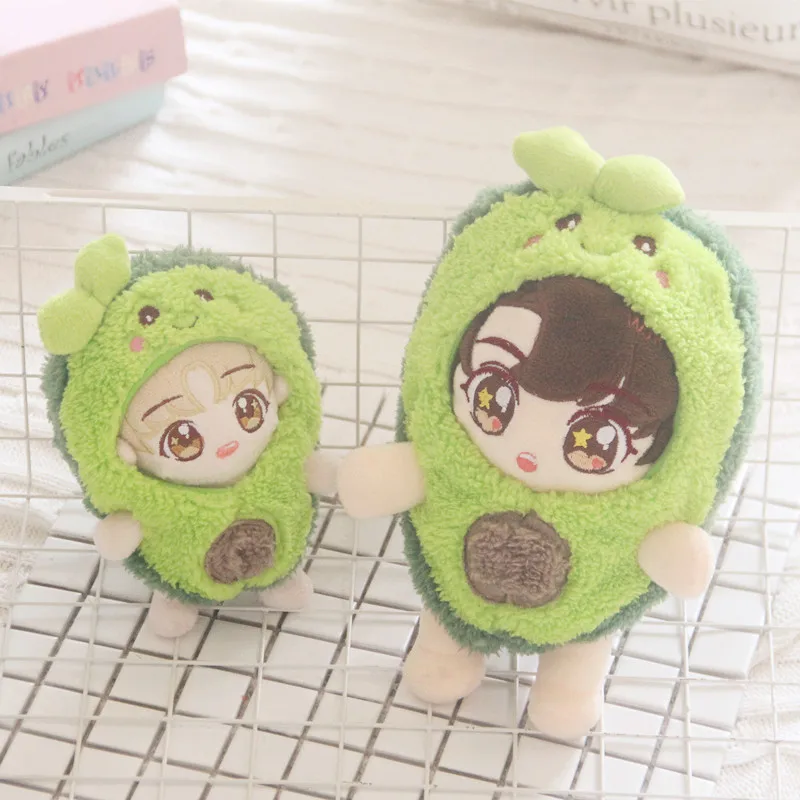 Cartoon Avocado Coat Doll Clothes, Kawaii Soft Plush Doll Clothes, Idol Doll Change Clothes Game,Fans, Girls Gifts, 20cm,10cm