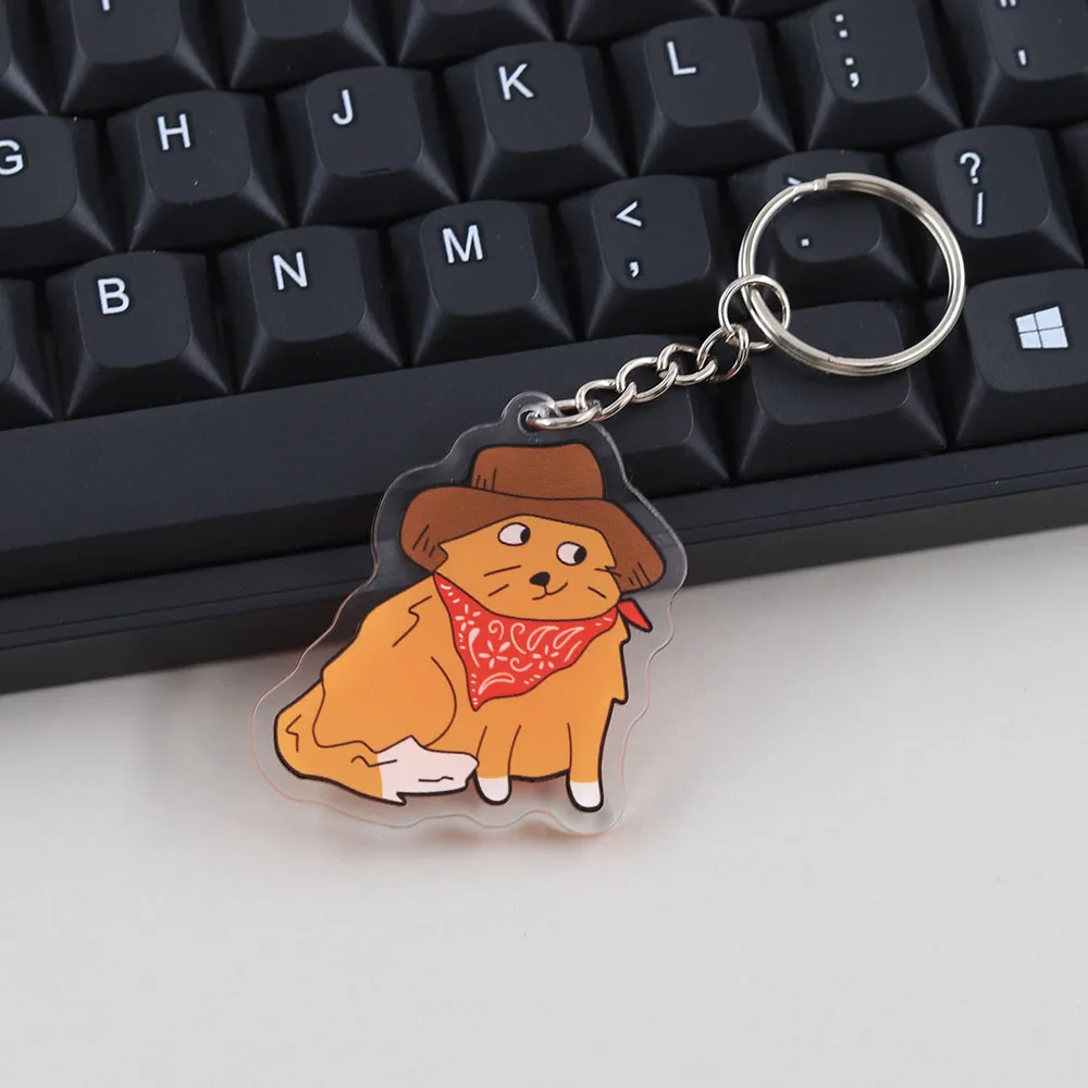 

Cute Cowboy Cat Keychain With Hat And Bandana A Kawaii Western Cat Key Ring Fun Cartoon Pet Accessory A Gift For Cat Lovers