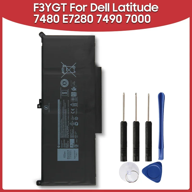 Replacement Battery 60Wh F3YGT DM3WC 2X39G For Dell Latitude 7480 E7280 7490 7000