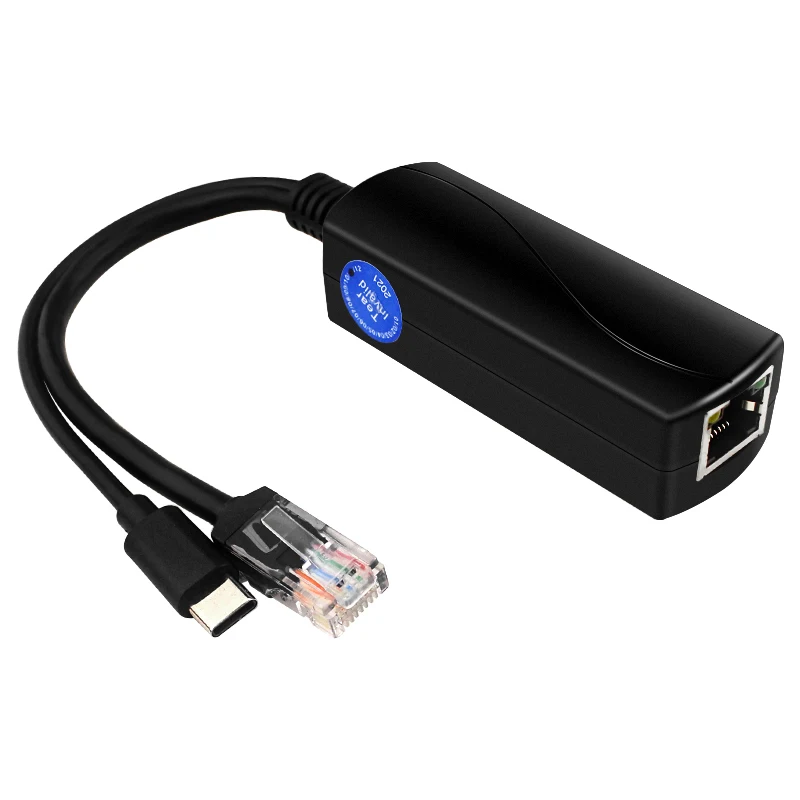 Raspberry Pi Gigabit USB-C PoE Splitter Type-C RJ45 IEEE 802.3af  10/100/1000Mbps 5V/4A 5V/3A for Raspberry Pi 5 4B RPi 5 4