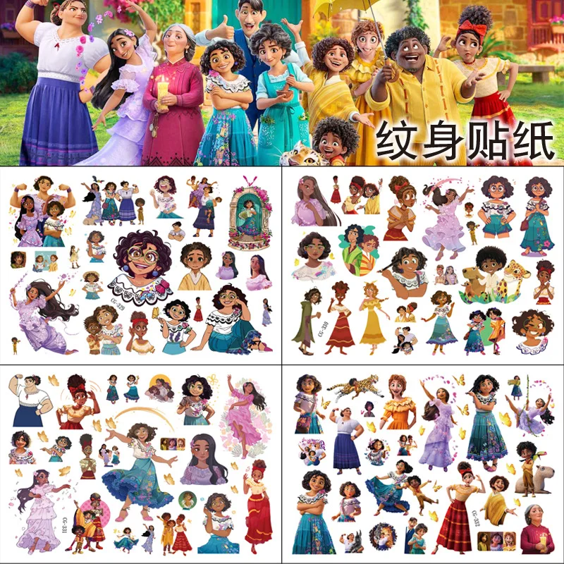 Disney Movie Encanto Tattoo Stickers Waterproof Cute Mirabel Figure Funny Cartoon Kids Girls Christmas Birthday Gift Reward Toy