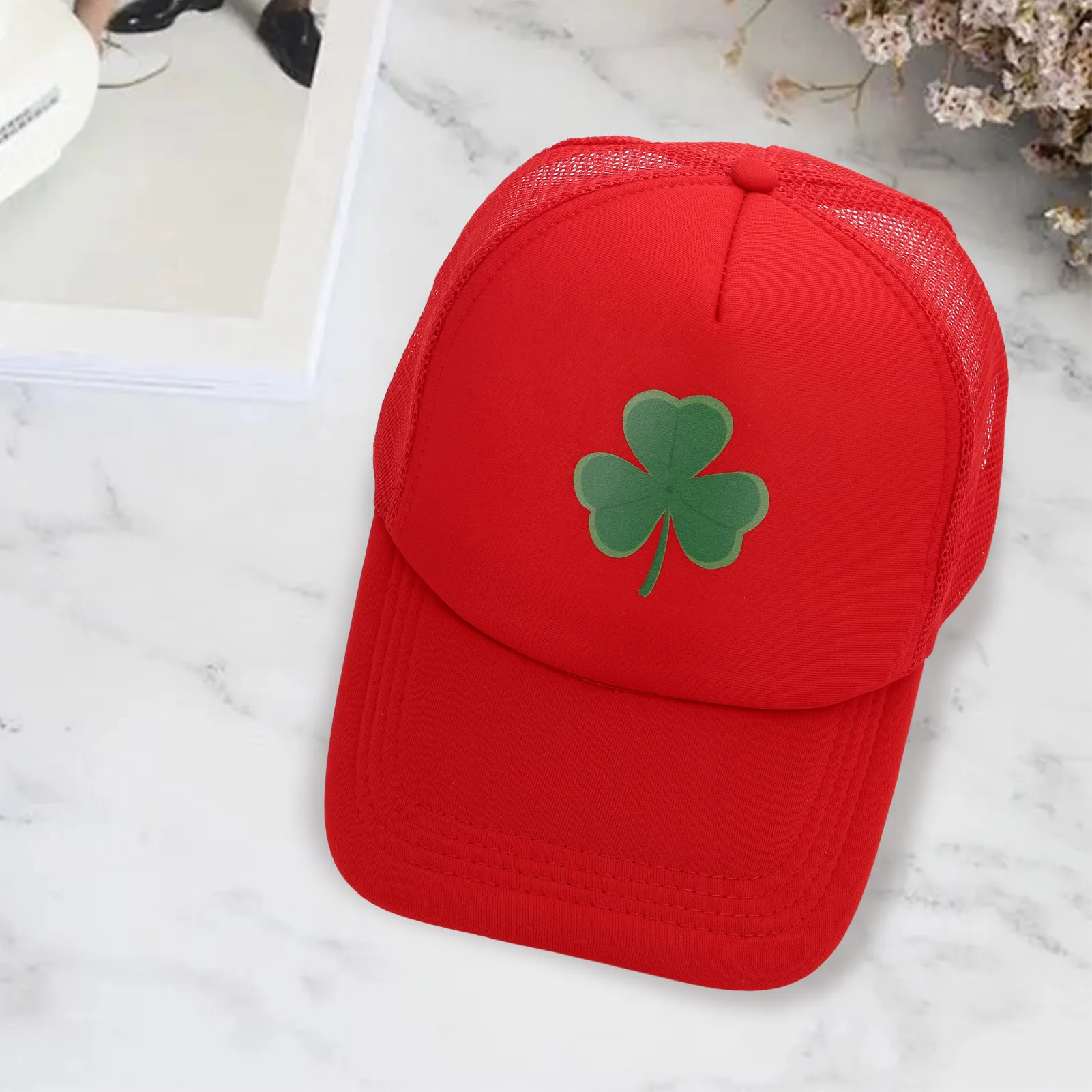 Fashion Unisex Baseball Cap Clover Pattern Mesh Trucker Classic Baseball Cap Birthday Gift for Friends