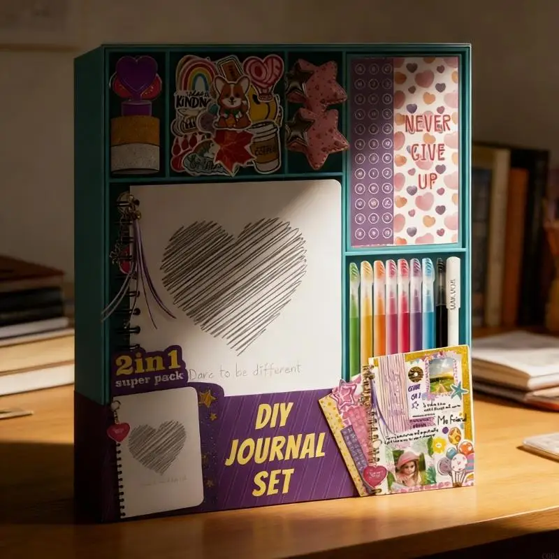CORA Fun Educational Journals Craft Set for Girls 4-12 Includes Diaries Sticker Tape