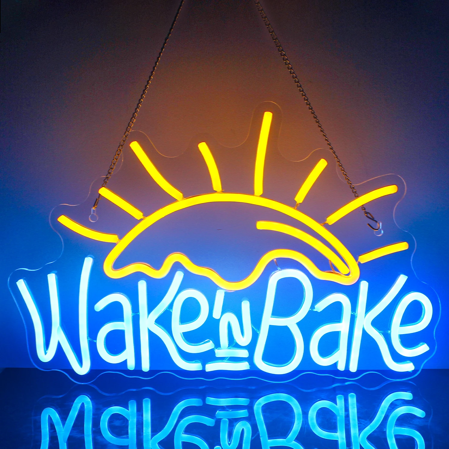 Wake in Bake Neon Signs LED Neon Light Fried Eggs Letter Bakeing Bedroom Home Kitchen Cake Shops Cafes Birthday Party Wall Decor