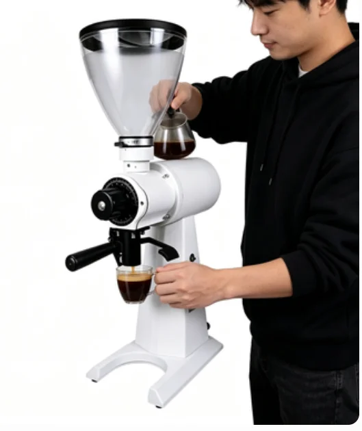 HY Large Capacity Commercial Coffee Grinder Hand Punch Italian Dual-purpose Electric Titanium Alloy Flat Knife 98MM