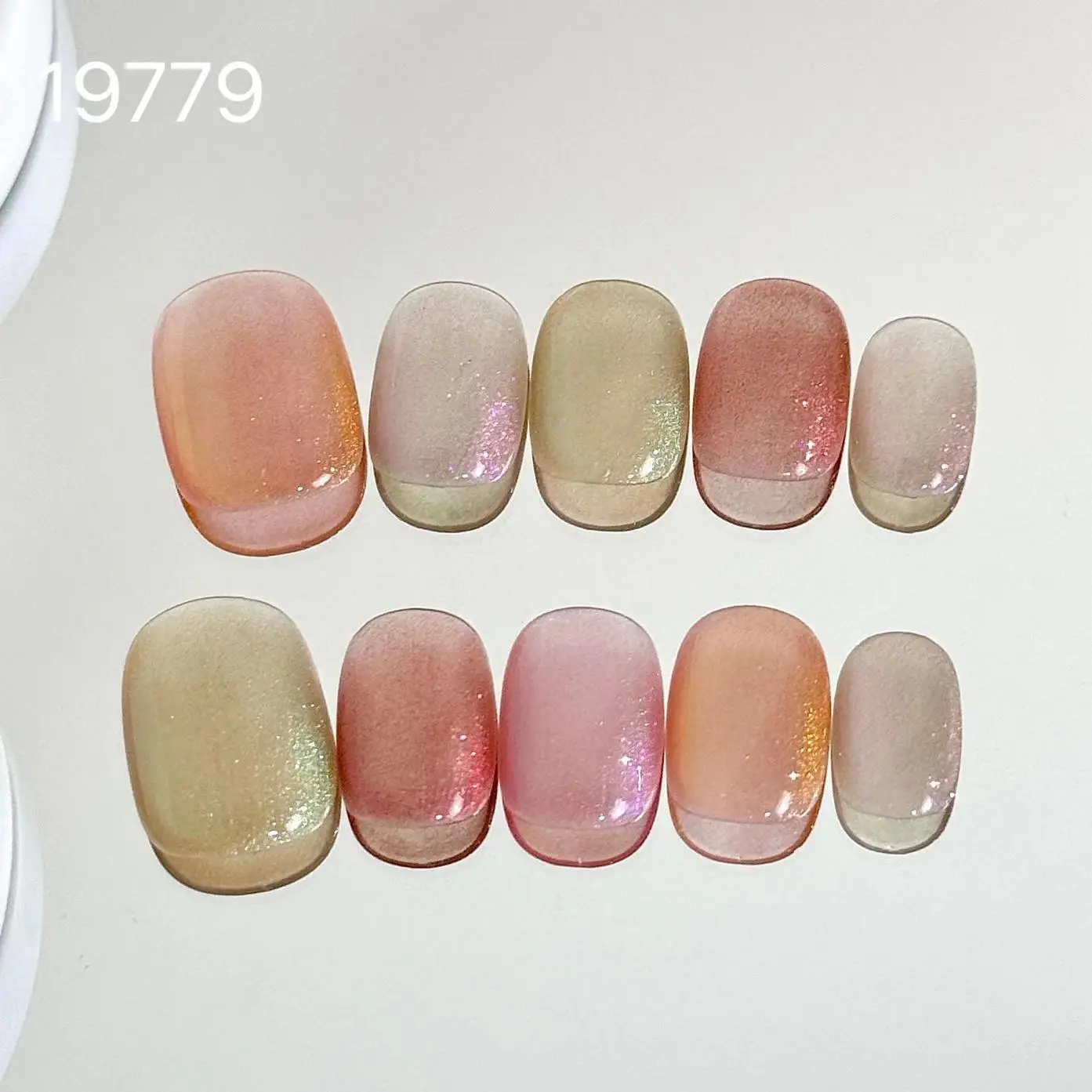 Emmabeauty Peach Sweet Rhinestone High-Quality Elegant Luxurious Whitening Handmade Press On Nails.C779