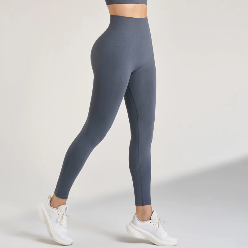 Fitness sportowy legginsy damskie bezszwowe wysoki stan Stretch jednolity kolor jogi legginsy treningowe do biegania na siłowni szybkoschnący