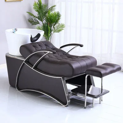 

Hair salon semi-reclining shampoo bed ceramic basin flushing bed hair salon special flushing bed