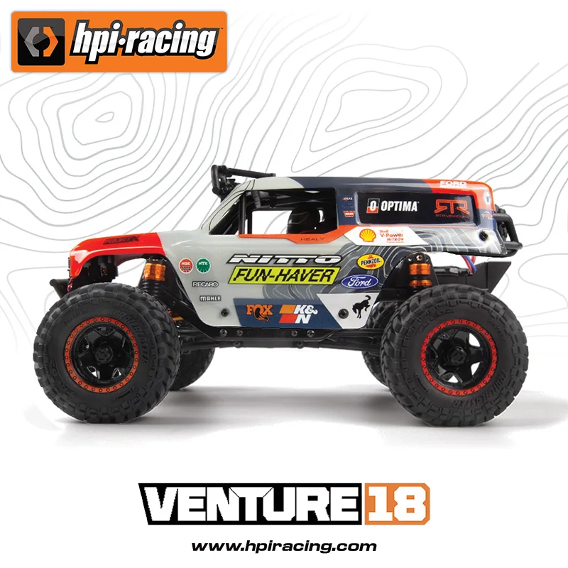 HPI 1/18 RC ไฟฟ้าสี่ล้อไดรฟ์รถปีนเขา Venture18 U4 FORD BRONCO 4400 แปรงหรือรีโมทคอนโทรลไร้แปรงของเล่นเด็ก