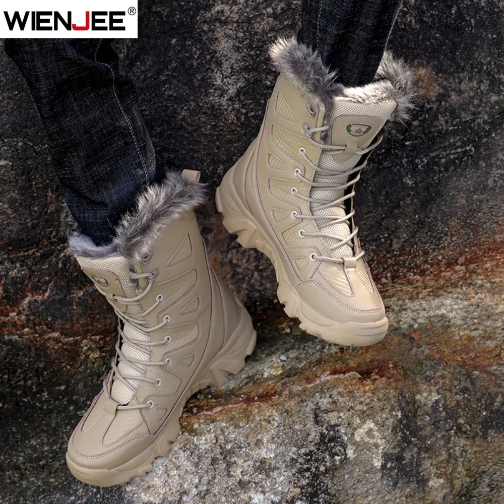 Winter Waterproof Men Boots Plush Super Warm Snow Boots Men Sneakers Ankle Boots Outdoor Men's Desert Boots Botas Hombre view 5