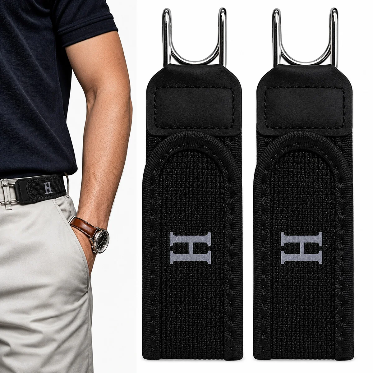 Elastic Waist Belt Adjustable Metal Hook Stretch Jeans Belts Invisible Waist Tightening Belt for Women Men Pants Accessories