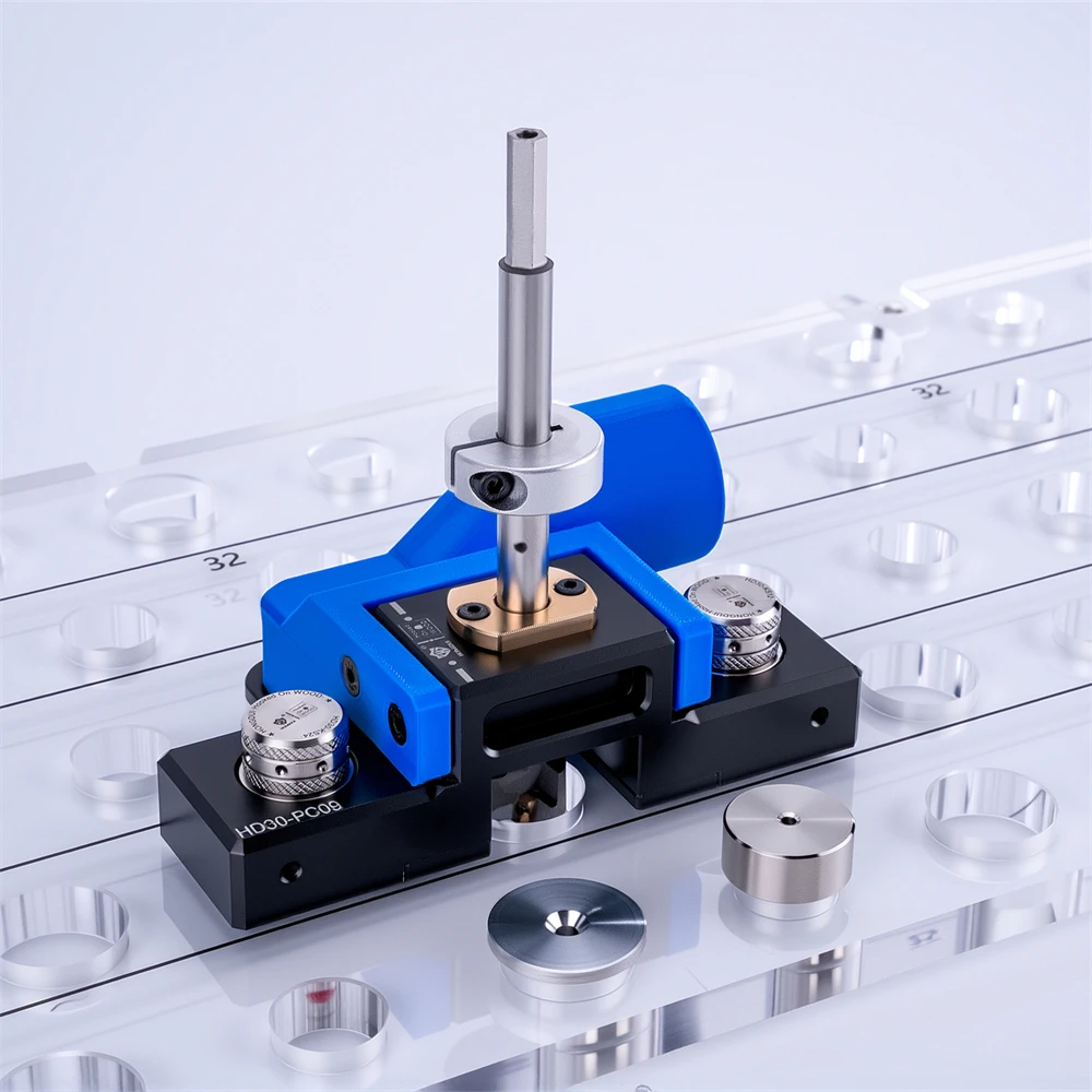 TrueGrid Dog Hole Drilling Template Kit 20 Mm Forstner Main Boring Guide With Dust Port 3 Mm Pilot Guide Stop Collar Workbench