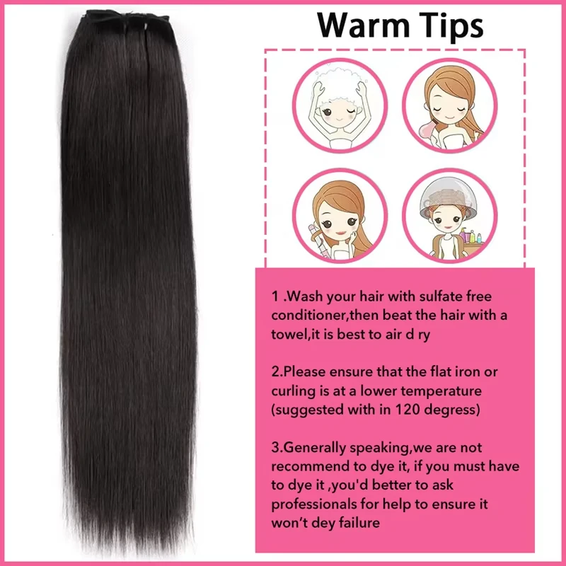 14A natürliche schwarze Haarverlängerungen, gerade Clip-Ins-Haarverlängerungen, 100 % echtes Remy-Rohhaar, seidige glatte Haarspangen für Frauen