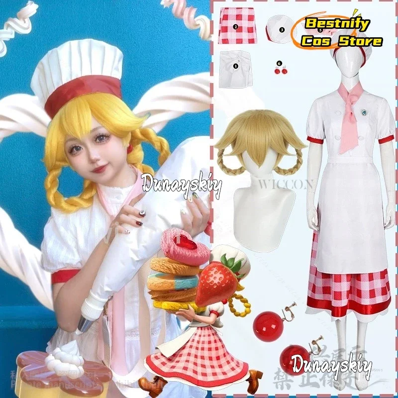 

CosplayAnime Game Princess Cosplay Pastry Chef Uniform Red White Plaid Skirt Kawaii Y2K Lolita Wigs Cute Jirai Kei Girls Kid SUI