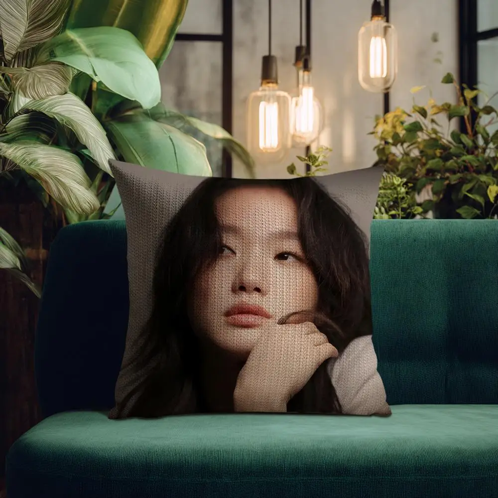كيس وسادة Kim Go Eun مصنوع من قماش الكتان الطبيعي والطباعة العضوية على الوجهين ومسامي ومثالي للديكور المنزلي #2