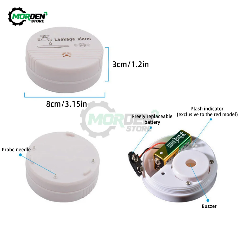 Water Leak Detector Alarm 90dB Voice Alert Wireless Water Leakage Sensor Alarm System for Home Security