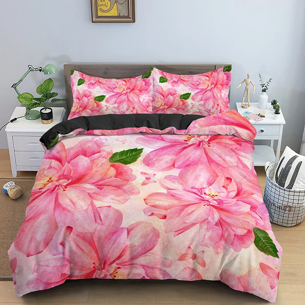 

3D Yellow Flower Bedding Set Simple Floral Duvet Cover With 1/2 Pillowcase King Queen Size Quilt Cover Polyester Comfort Cover
