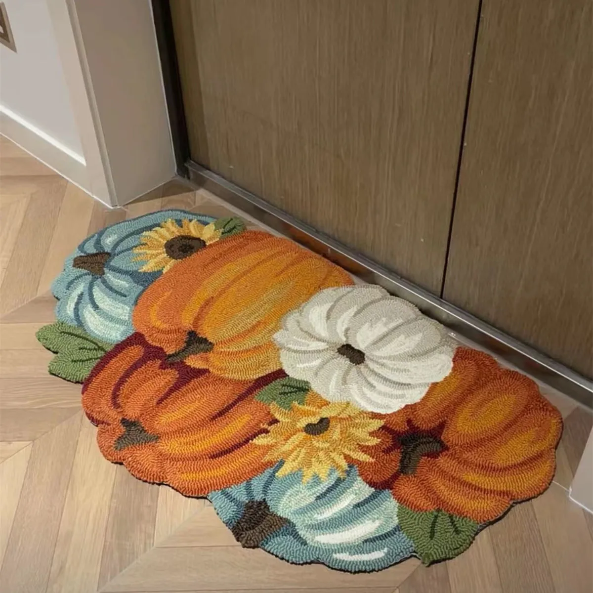 Colorful Pumpkin Door Mat American Retro Kitchen Rug Bedroom Decoration Floor Mats Hand-woven Polypropylene/Polyester