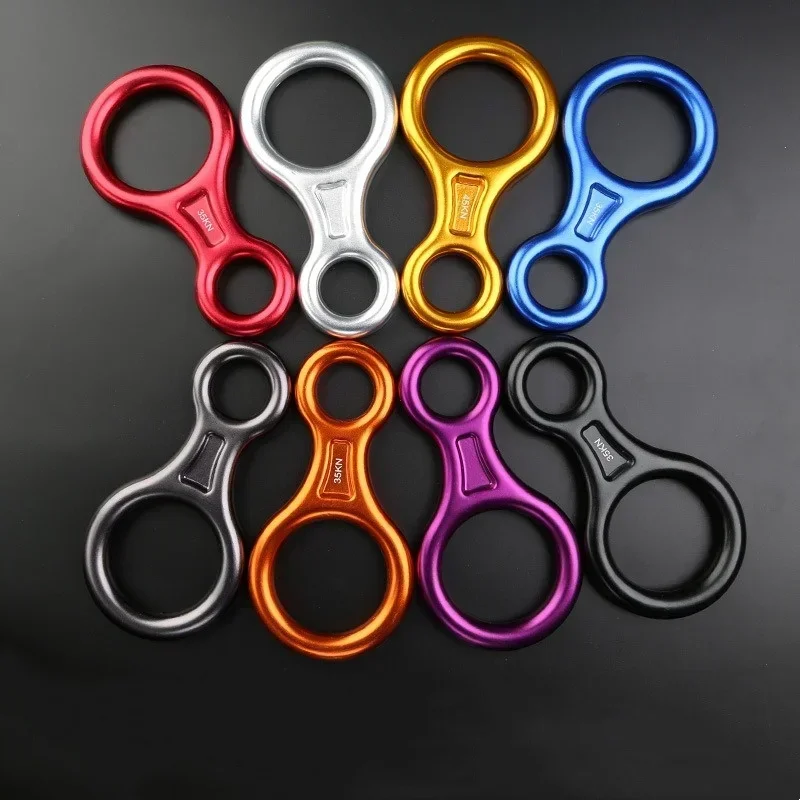 1 قطعة حلقة تسلق الصخور 8 شكل تزوير السليل الألومنيوم الشكل بيلاي جهاز Abseiling 35kN ثمانية حلقة الإنحدار المعدات #2