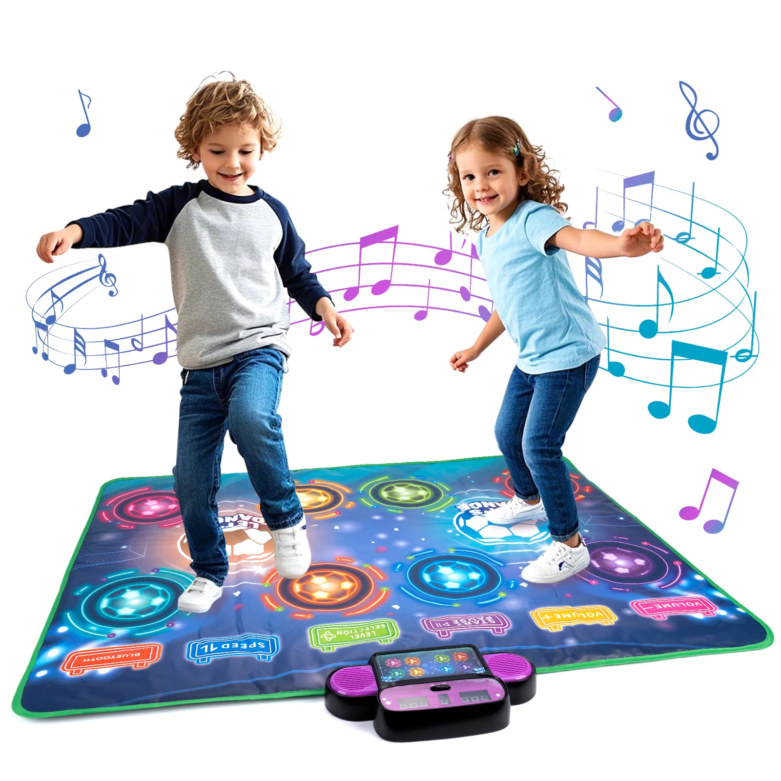 106x80cm Kids Electronic Dance Mat Double Players Mode Kids Floor Music Blanket with Bluetooth&Light Interactive Educational Toy