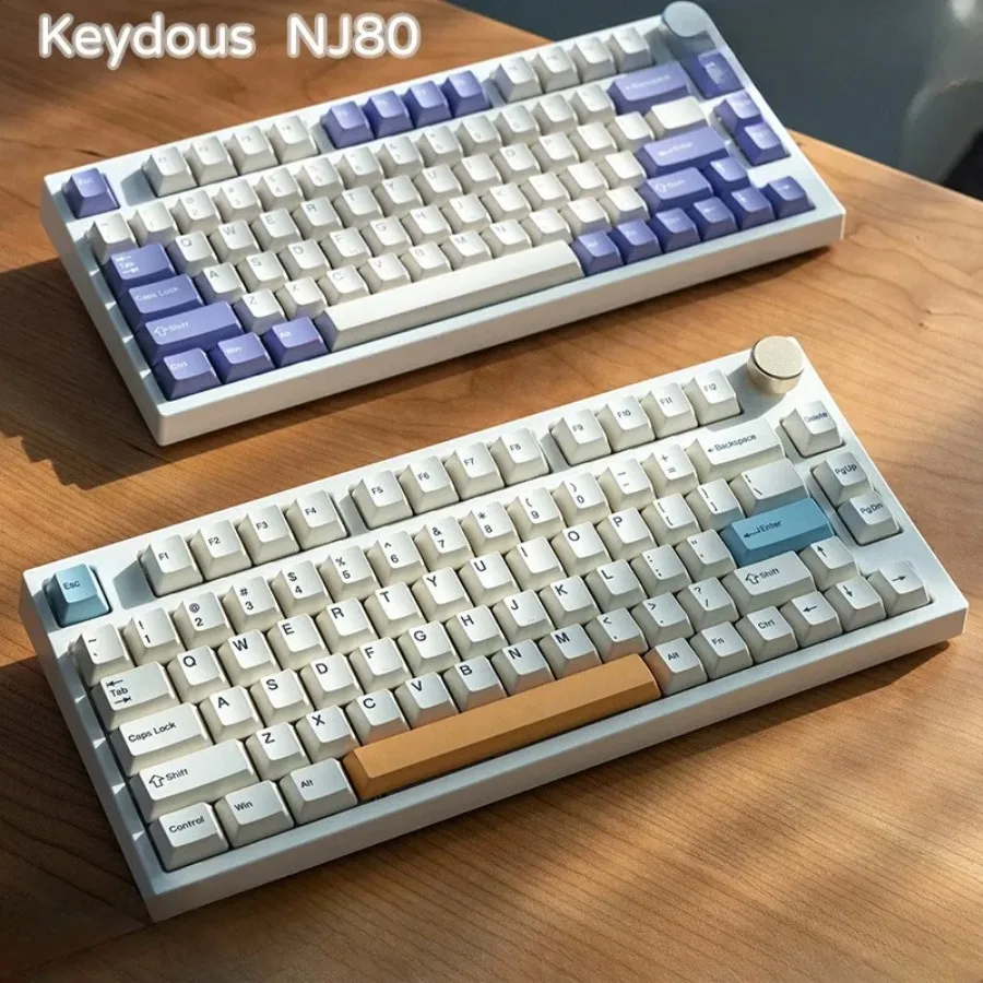 Keydous NJ80 Bluetooth5.0 2.4g Tri-mode Portable Gasket Mechanical Keyboard 75% Layout Matching Hot-swappable MAC iPad Ergonomic