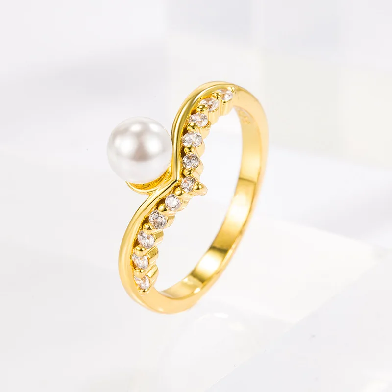 Fashion Pearl Rings 925 Silver Jewelry with Zircon Gemstones Accessories Finger Ring for Women Wedding Engagement Gift Wholesale