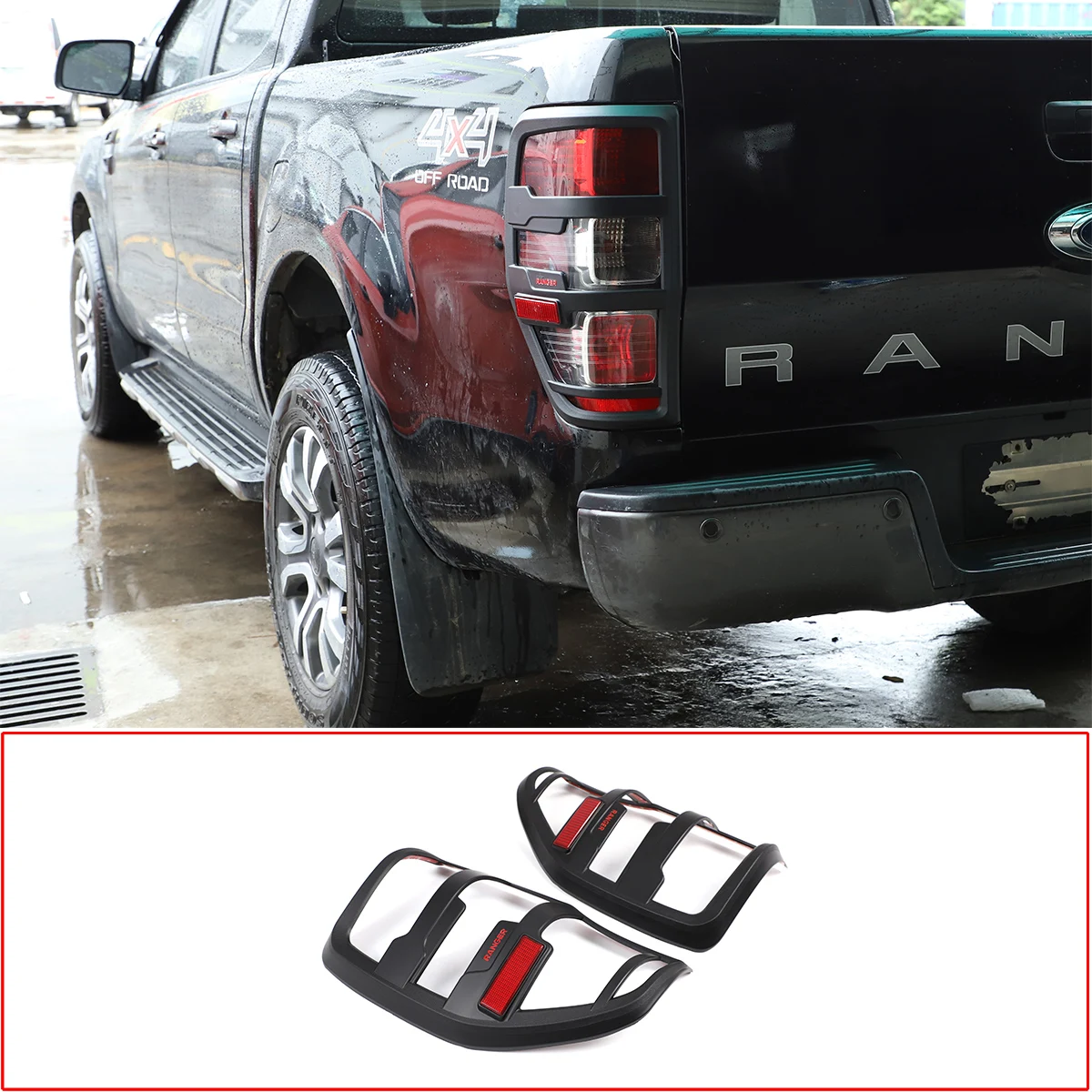 2 Pcs ABS Matte Black Tail Light Covers Trim For Ford Ranger 2012-2020 T6 T7 T8 Car Rear Headlight Decoration Frame Accessories