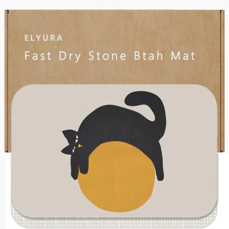 

Креативный коврик для ванной из диатомита с узорами кошек и луны, быстросохнущий, нескользящий, легко чистится, для пола в ванной комнате