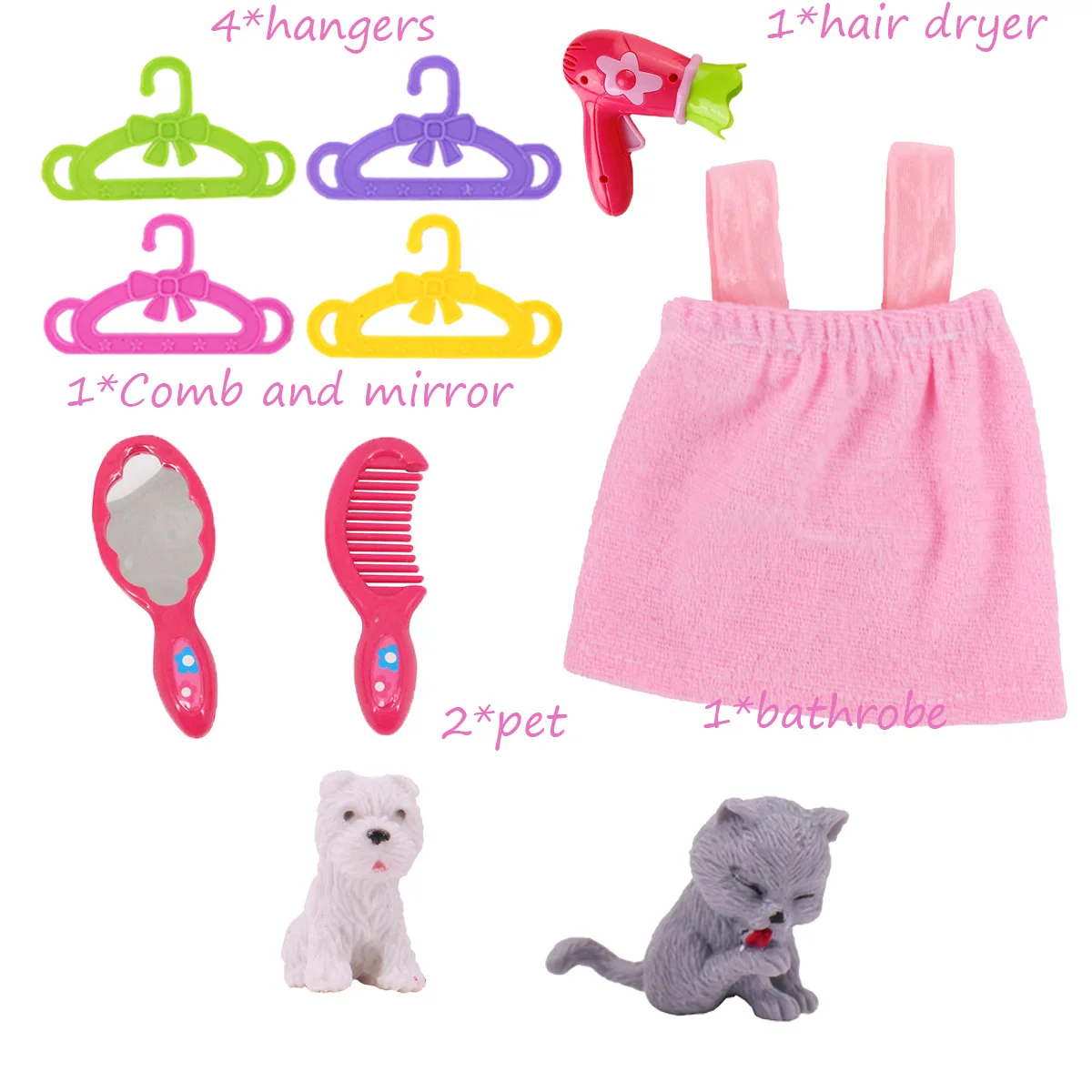 Juego de baño rosa para muñecas Wellie Wisher de 14,5 pulgadas y 32-34Cm Paola Reina, vestido informal para casa, juguete para niños