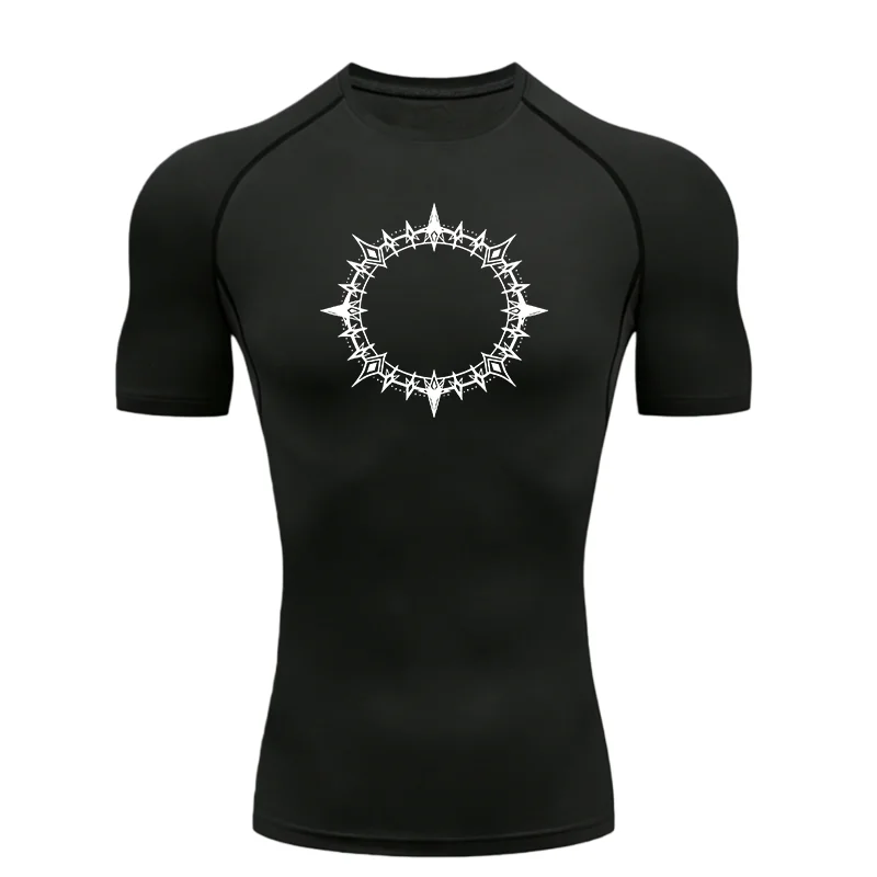 Men's Sports Tight Fit Training Tops Tight Fitness Compression Gym Running Rashgard Tee Quick Dry Short Sleeve Sweat Absorbing